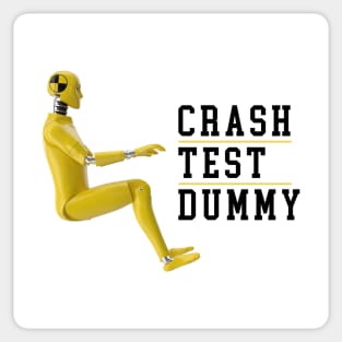 Crash Test Dummy Yellow Crash Test Man Facing Side Way With White Text At Side Sticker